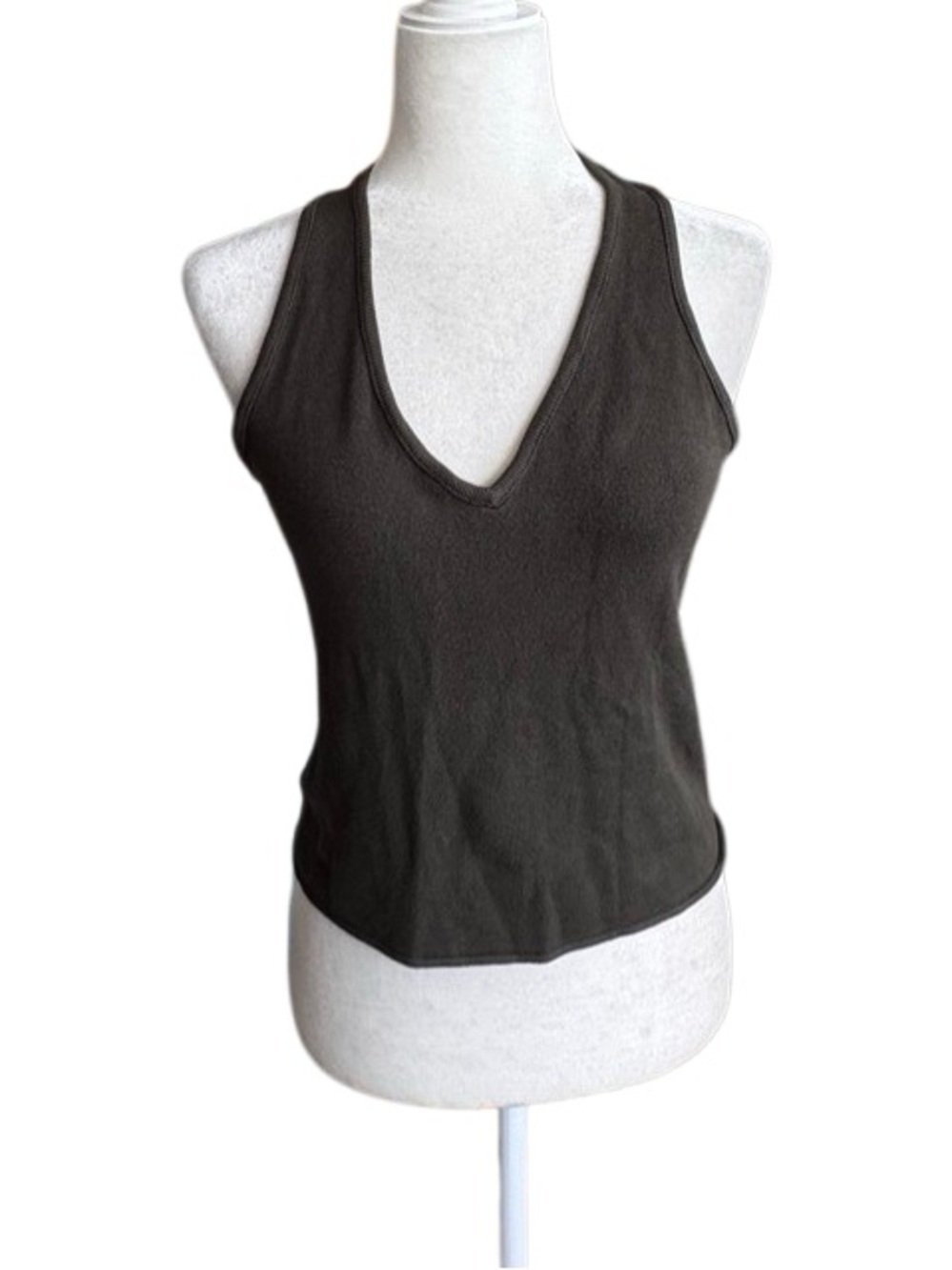 Emanuel Ungaro Liberte Brown Halter Knit V Neck Top SZ M